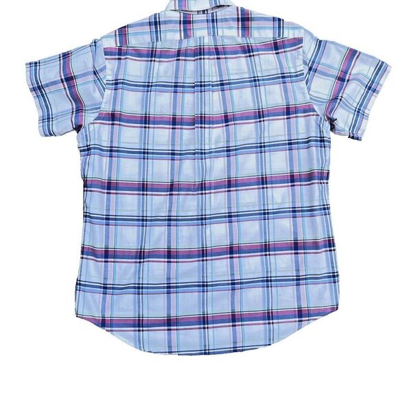 Ralph Lauren Short Sleeve Button Shirt Mens  Plaid Flesh Pony size L - Picture 9 of 12